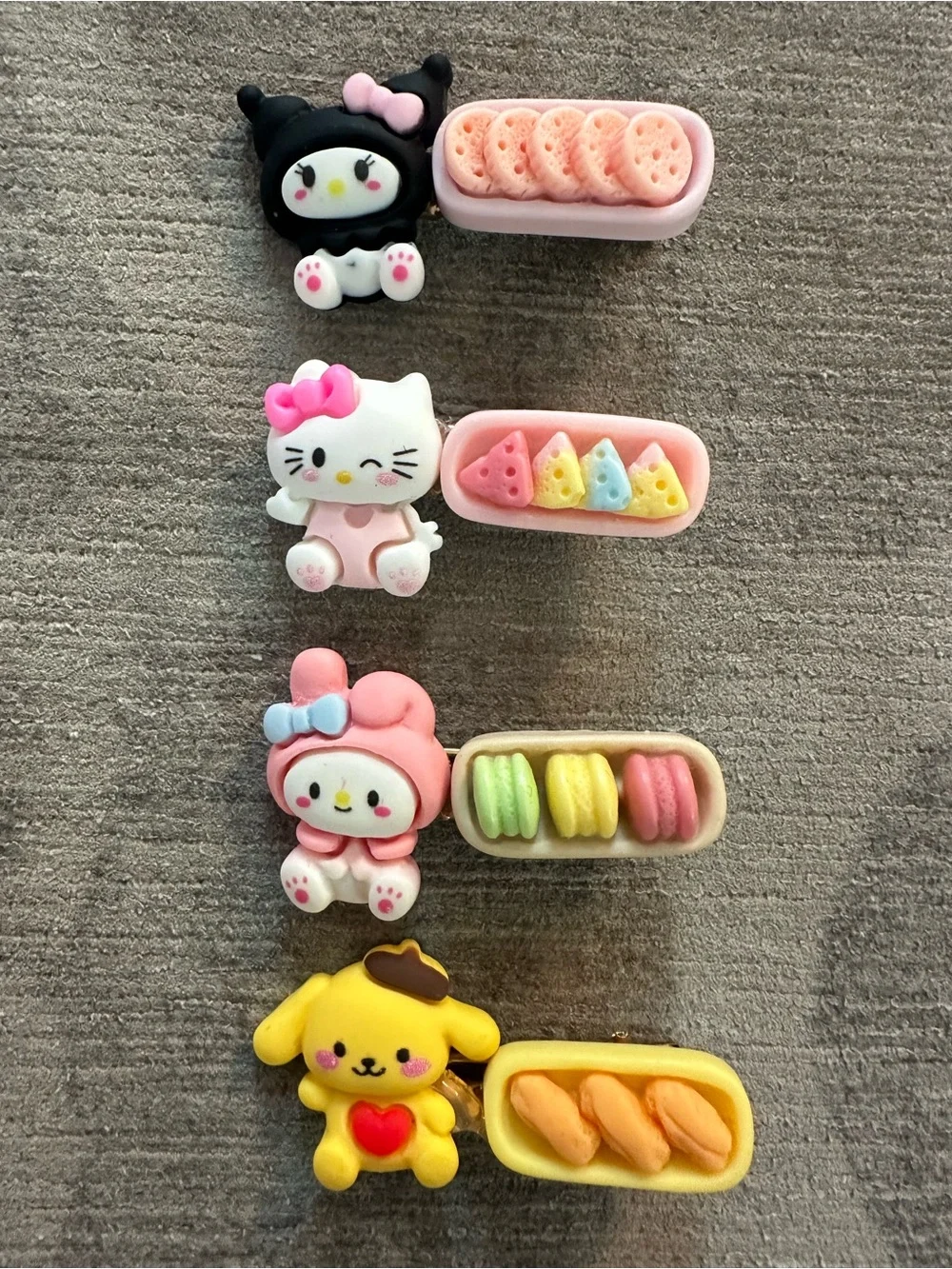 Sanrio hair clips-Hello Kitty, Kuromi, My Melody & Pompompurin